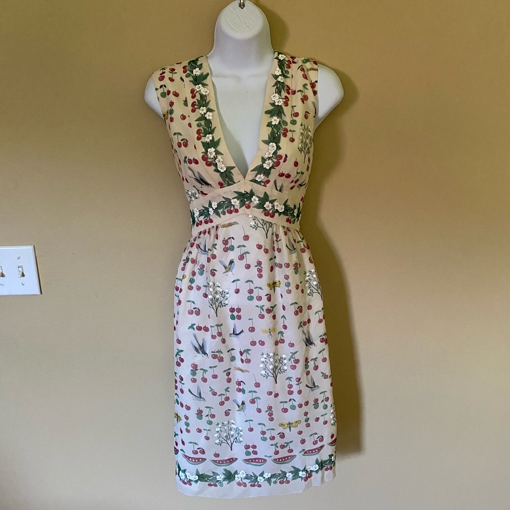 Anna Sui Cream Floral Dress